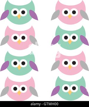 Cute owls illustration modèle vectoriel continu Illustration de Vecteur