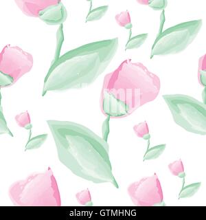 Tulipes aquarelle modèle vectoriel continu Illustration de Vecteur