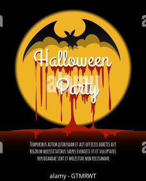 Happy Halloween affiche ou d'une carte d'invitation. Silhouette bat et purge de l'Halloween de lettrage. Vector Illustration Illustration de Vecteur