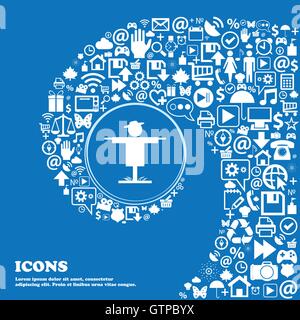 L'icône de l'Épouvantail . Bel ensemble de belles icônes spirale torsadée dans le centre d'une grande icône. Vector Illustration de Vecteur