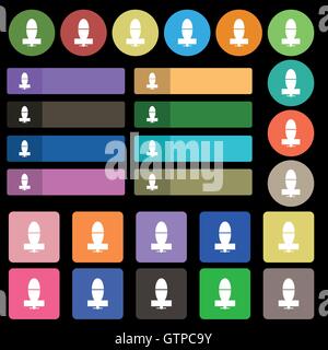 L'icône de la mine mortier signe. Set de vingt sept boutons plats multicolores. Vector Illustration de Vecteur