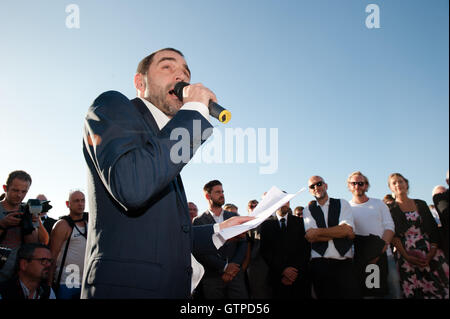 Ostende, Belgique. 09Th Sep 2016. Michael passer avant la discours révèlent de l'étoile pour le directeur dans le boulevard Balthazar Nik à Ostende au début de la Film Festival à Ostende. Credit : Frederik Sadones/Pacific Press/Alamy Live News Banque D'Images