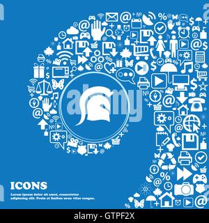 L'icône Casque Spartan . Bel ensemble de belles icônes spirale torsadée dans le centre d'une grande icône. Vector Illustration de Vecteur