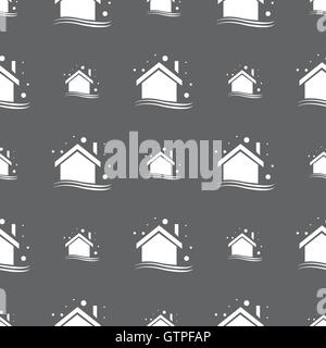 L'icône maison d'hiver signe. Motif transparente sur un fond gris. Vector Illustration de Vecteur