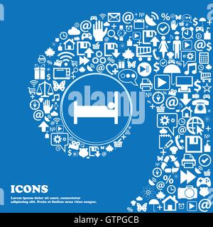 Hotel Icon . Bel ensemble de belles icônes spirale torsadée dans le centre d'une grande icône. Vector Illustration de Vecteur
