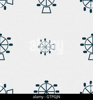 L'icône de roue ferris signe. Motif géométrique transparente avec la texture. Vector Illustration de Vecteur