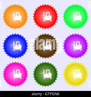L'icône du chariot élévateur signe. Grand jeu de colorful, diversifiée et de grande qualité boutons. Vector Illustration de Vecteur