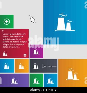 L'icône centrale nucléaire signe. boutons. Site web interface moderne avec des touches curseur pointeur. Vector Illustration de Vecteur