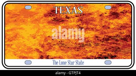 La plaque d'immatriculation du Texas à la flamme sur un fond blanc Illustration de Vecteur