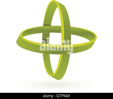 Couleur vert isolés cross logo Vector. Résumé des cercles sur le fond blanc. Les éléments de géométrie. Le mouvement des atomes. Illustration de Vecteur