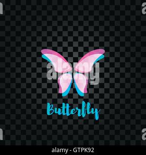 Papillon rose isolés logo Vector. Logotype d'insectes. Illustration des ailes. Illustration de Vecteur