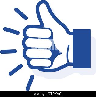 Couleur bleu abstrait isolé thumb up logo Vector. Conçu comme l'illustration vectorielle. Décrit la main de l'homme. Illustration de Vecteur