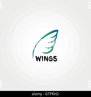 Logo d'art de la ligne, l'icône modèle. Conception d'aile, l'icône de plumes. Logo le vecteur. Modèle de logo. Conception d'oiseaux. Modèle d'oiseaux. Logo Le résumé d Illustration de Vecteur