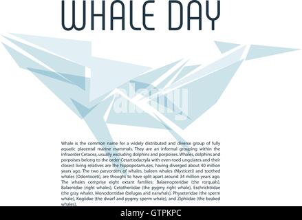 Illustration vecteur de baleines isolés. Mammifères marins de l'océan sur le fond bleu de l'image. Journée internationale . Symbole animal disparu. Whit Illustration de Vecteur