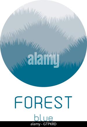 Ronde isolés logo Vector. Voir l'image de la forêt bleue. L'icône du paysage naturel. Illustration de Vecteur