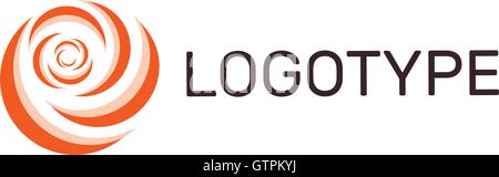 Résumé rouge isolé rose logo Vector. Forme ronde fleur plat simple logotype. Illustration de Vecteur