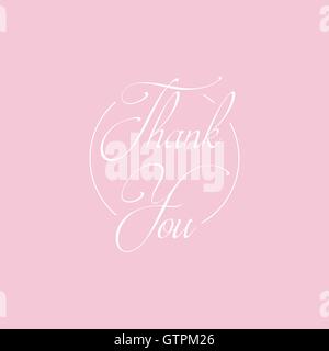 Inscription calligraphique. Calligraphie de vecteur. Le lettrage. Merci élégant inscription. Couleur rose. Logo du cercle. Illustration de Vecteur