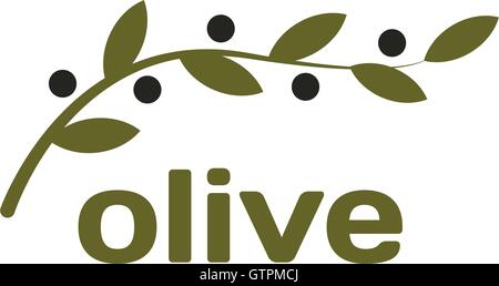 Olive Branch isolés logo Vector. Logotype de l'huile. Les produits de santé naturelle de l'icône. Illustration de Vecteur