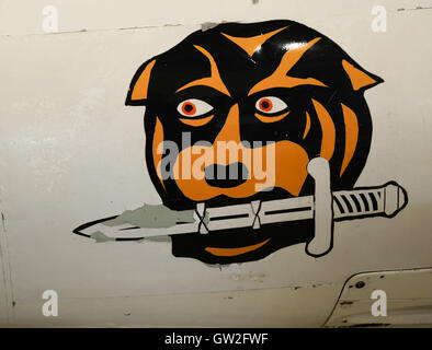 Les avions militaires Hanger à Scotland's National Museum of Flight at East Fortune. L'insigne de l'escadron 804 NAS, Marine royale. Banque D'Images