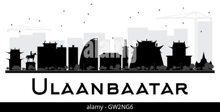 La Ville d'Oulan-Bator skyline silhouette noir et blanc. Vector illustration. Concept simple pour le tourisme, la bannière de présentation Illustration de Vecteur