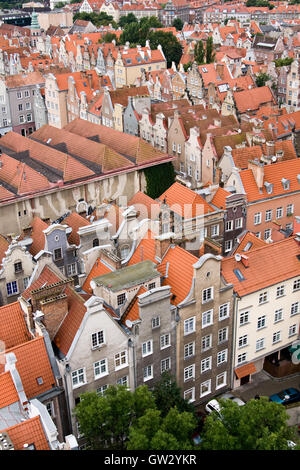 Vue de la ville d'une hauteur, Gdansk, Pologne, l'Europe. Banque D'Images