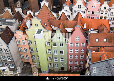 Vue de la ville d'une hauteur, Gdansk, Pologne, l'Europe. Banque D'Images