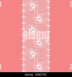 Fleur décorative lacy border sur fond rose Illustration de Vecteur
