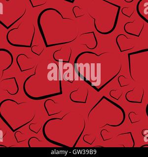 Transparente avec motif vecteur coeurs sur fond rouge Illustration de Vecteur