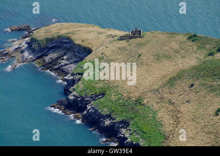 Vue aérienne de l'île de macareux, Anglesey, Pays de Galles, Banque D'Images