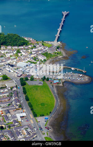 Vue aérienne de Bangor Pier, au nord du Pays de Galles, Banque D'Images