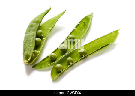 Pois vert isolé sur fond blanc Banque D'Images