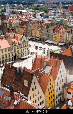 Vue de la ville d'une hauteur, Wroclaw, Pologne, l'Europe. Banque D'Images