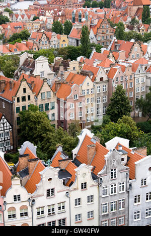 Vue de la ville d'une hauteur, Gdansk, Pologne, l'Europe. Banque D'Images