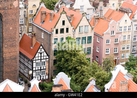 Vue de la ville d'une hauteur, Gdansk, Pologne, l'Europe. Banque D'Images