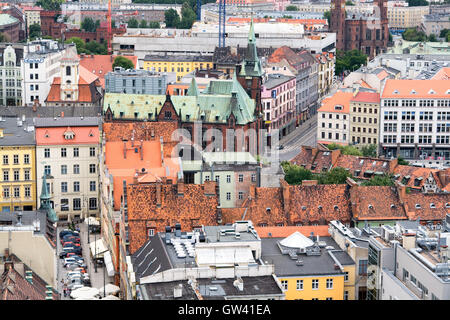 Vue de la ville d'une hauteur, Wroclaw, Pologne, l'Europe. Banque D'Images