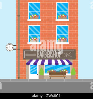 Construction design Barbershop. Salon de coiffure et salon de coiffure, salon de coiffure vintage, vector illustration Banque D'Images