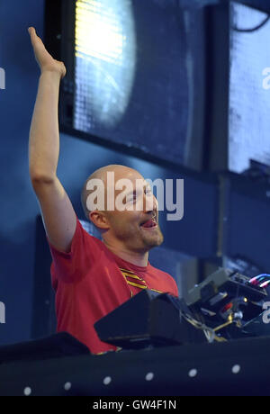 Berlin, Allemagne. 10 Sep, 2016. Paul Kalkbrenner se produiront au festival de musique Lollapalooza à Berlin, Allemagne, 10 septembre 2016. PHOTO : BRITTA PEDERSEN/dpa/Alamy Live News Banque D'Images