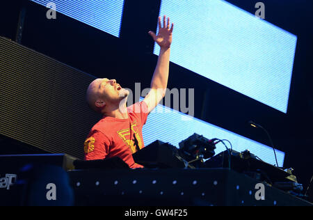 Berlin, Allemagne. 10 Sep, 2016. Paul Kalkbrenner se produiront au festival de musique Lollapalooza à Berlin, Allemagne, 10 septembre 2016. PHOTO : BRITTA PEDERSEN/dpa/Alamy Live News Banque D'Images