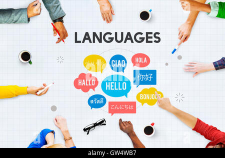 Salutations Concept multilingue Langues Banque D'Images
