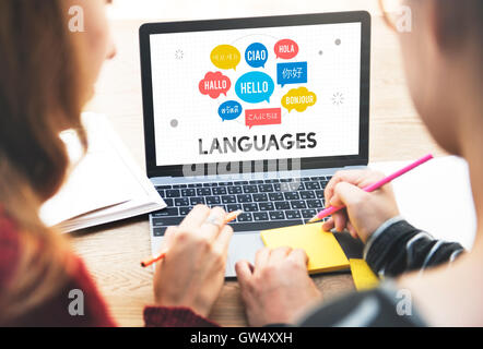 Salutations Concept multilingue Langues Banque D'Images