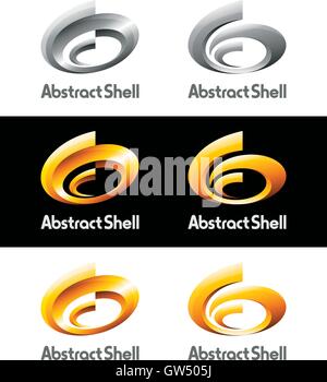 3D de vecteur logos et icônes design comme abstract spriral shining shell Illustration de Vecteur