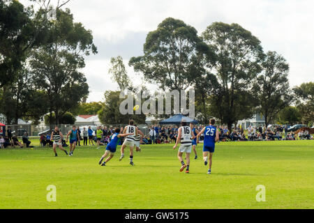 Le football australien, WAAFL Grade D Grand jeu final entre la Trinity d'Aquin et d'Amérique du Fremantle. Banque D'Images