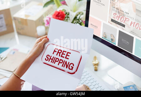 Livraison Livraison gratuite Stamp Concept Graphique Banque D'Images