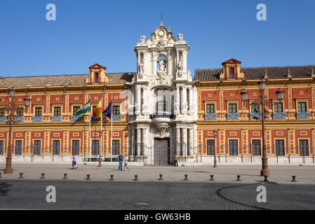 Le Palacio de San Telmo, le Palais de San Telmo, siège de Junta de Andalucia, Séville, Andalousie, espagne. Banque D'Images