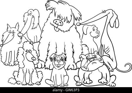 Les chiens de race Coloring Book Illustration de Vecteur