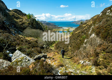 Dans la vallée de la Dea-Sgairt Bealach uisge, sur le pied d'argent, près de Acharacle, péninsule d'Ardnamurchan, Ecosse, Royaume-Uni Banque D'Images