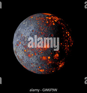 Planète Alien sex sur fond noir rendu 3D. Banque D'Images