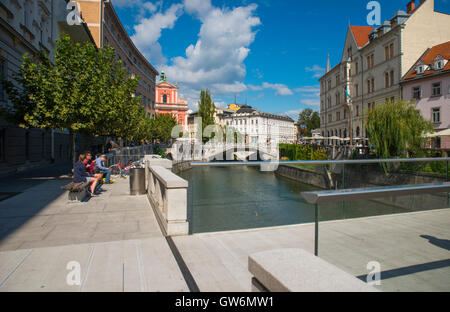 Trois ponts, Ljubljana, Slovénie Banque D'Images