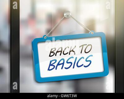 Retour à l'essentiel la pendaison signe, 3D illustration isolé sur la porte en verre du bureau Illustration de Vecteur