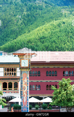 Le clocktower Thimphu dans le centre de la ville. Banque D'Images